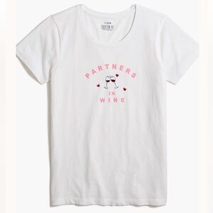 NWT J. Crew “Partners in Wine” White Tee - Size Small
